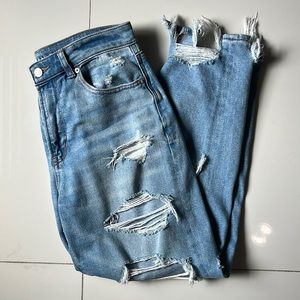 American Eagle Light Blue Ripped Mom Jeans